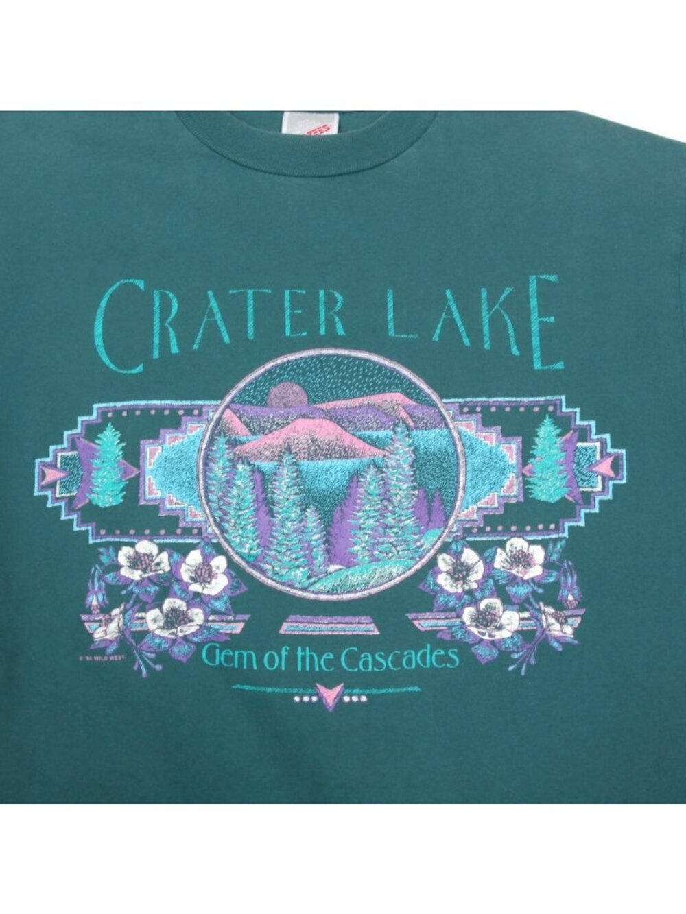 Vintage 90s Crater Lake Teal Green Nature 1994 Men's T-Shirt Tee size Large /166